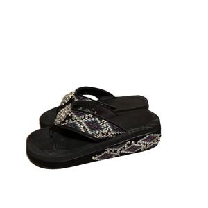 Montana West Women's 9 Platform Flip Flops Embellished Studded Western Aztec SW